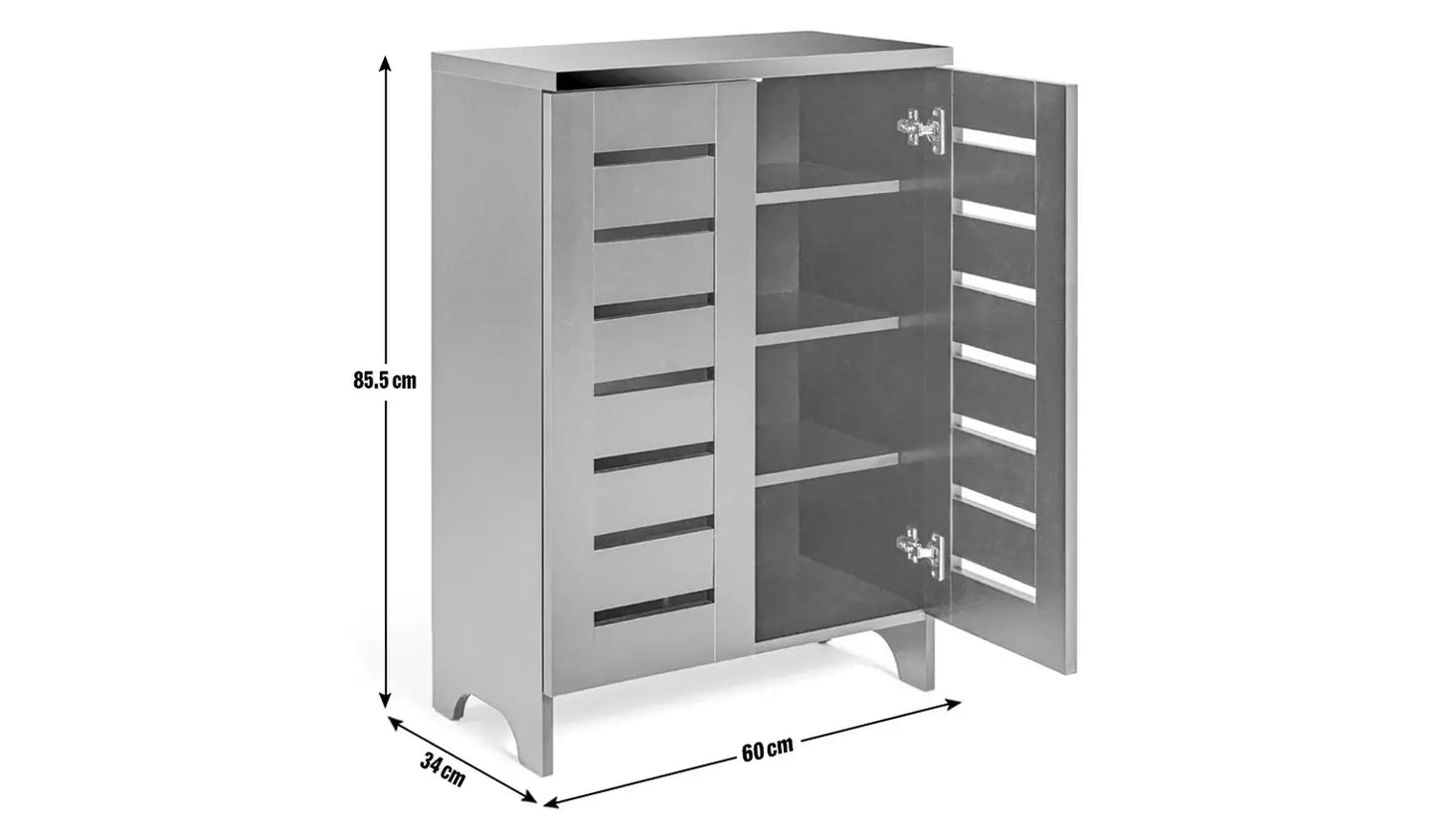 Assembled Slatted Shoe Cabinet - Black